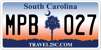 SC license plate MPB027