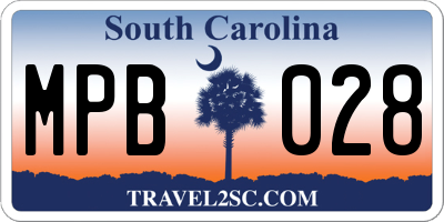 SC license plate MPB028
