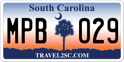SC license plate MPB029