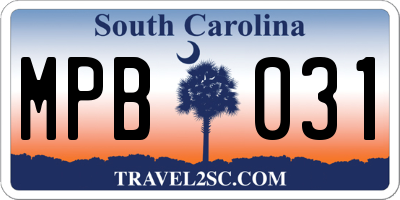 SC license plate MPB031