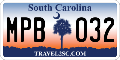 SC license plate MPB032