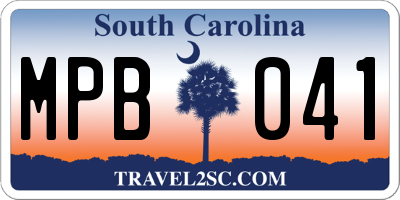 SC license plate MPB041
