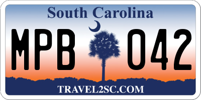 SC license plate MPB042