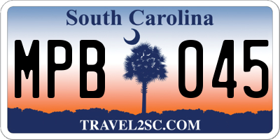 SC license plate MPB045