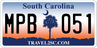SC license plate MPB051