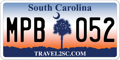 SC license plate MPB052