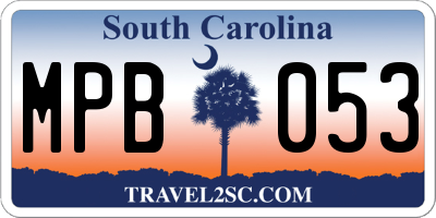 SC license plate MPB053