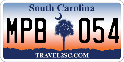 SC license plate MPB054