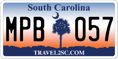 SC license plate MPB057
