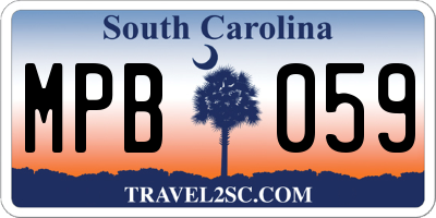 SC license plate MPB059