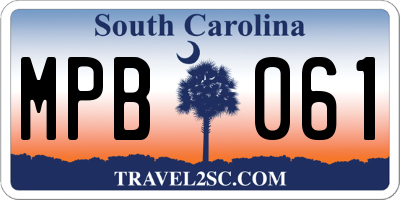 SC license plate MPB061