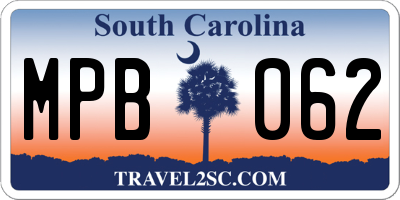 SC license plate MPB062