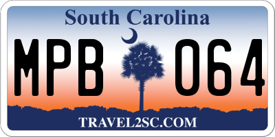 SC license plate MPB064