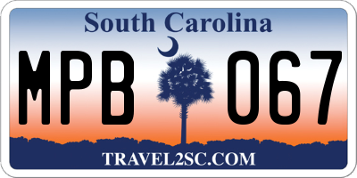 SC license plate MPB067