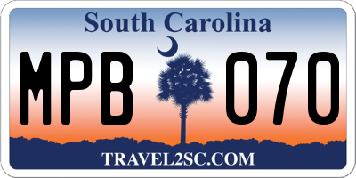 SC license plate MPB070