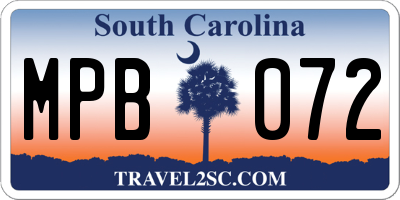 SC license plate MPB072