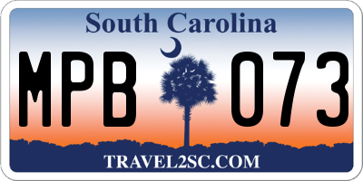 SC license plate MPB073