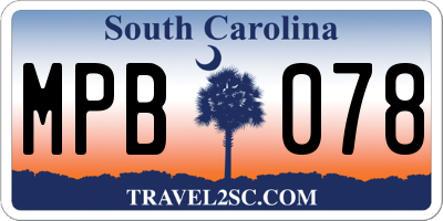 SC license plate MPB078