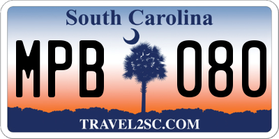 SC license plate MPB080