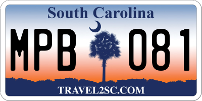 SC license plate MPB081