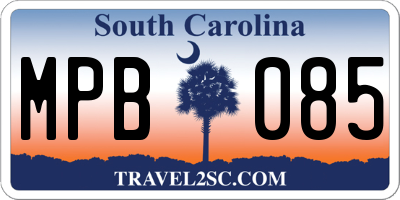SC license plate MPB085