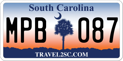 SC license plate MPB087
