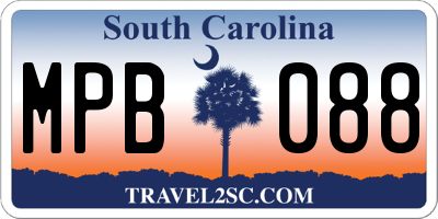 SC license plate MPB088
