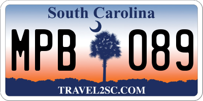 SC license plate MPB089