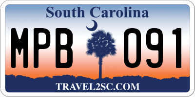SC license plate MPB091