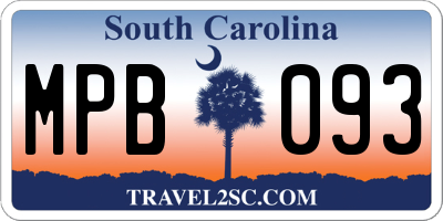 SC license plate MPB093