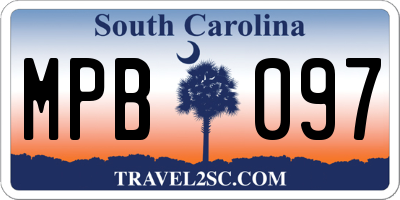SC license plate MPB097