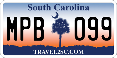 SC license plate MPB099