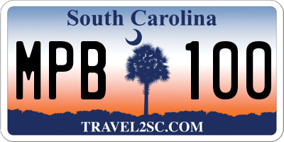 SC license plate MPB100