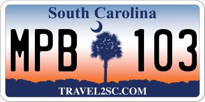 SC license plate MPB103
