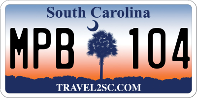SC license plate MPB104