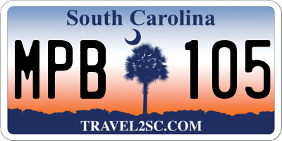 SC license plate MPB105
