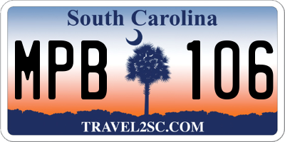 SC license plate MPB106