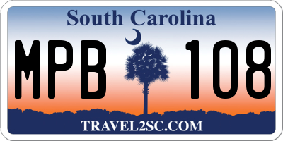 SC license plate MPB108