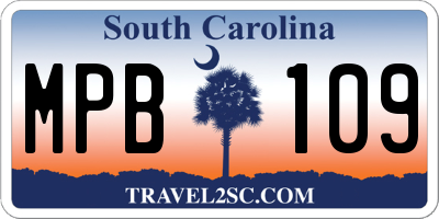 SC license plate MPB109