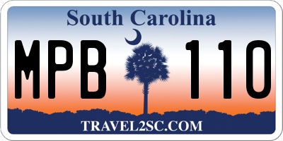 SC license plate MPB110