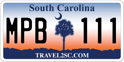 SC license plate MPB111