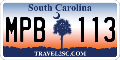 SC license plate MPB113