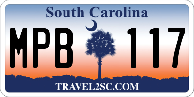 SC license plate MPB117