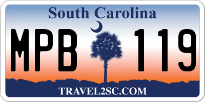 SC license plate MPB119