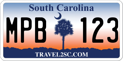 SC license plate MPB123