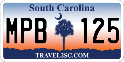 SC license plate MPB125