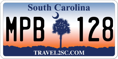 SC license plate MPB128
