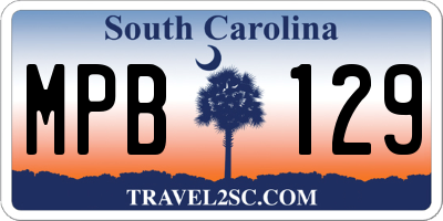SC license plate MPB129