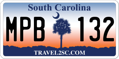 SC license plate MPB132