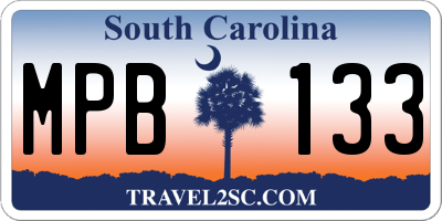 SC license plate MPB133